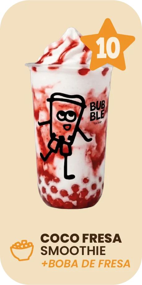 Puesto 10 del Top 10: Coco Fresa Smoothie con Boba de fresa